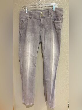 CAbi Lou Lou Jeans Style 332 Size 12 Gray Straight Leg Double Button Stretch #2
